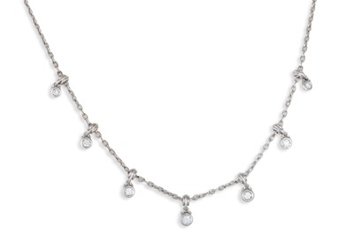 Lot 181 - A DIAMOND NECKLACE, the collet set brilliant...