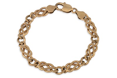 Lot 69 - A 9CT GOLD FANCY DOUBLE LINK BRACELET, 7" long,...