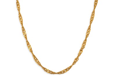 Lot 71 - A FINE TWIST LINK 21CT GOLD NECKLACE, 21" long,...