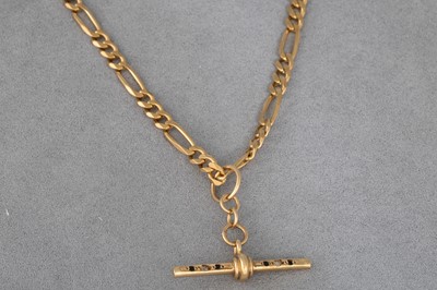 Lot 177 - A 9CT GOLD NECK CHAIN, the figaro link chain...