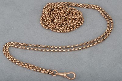 Lot 179 - A 9CT GOLD MUFF CHAIN, to lobster clasp, ca....