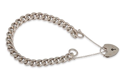 Lot 52 - A STERLING SILVER CURB LINK BRACELET, with...