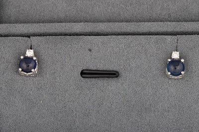 Lot 118 - A PAIR OF SAPPHIRE AND DIAMOND EARRINGS, the...