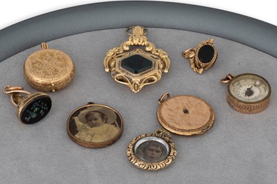 Lot 11 - A COLLECTION OF ANTIQUE LOCKETS, mostly gold,...