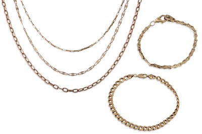 Lot 115 - A COLLECTION OF 9CT GOLD CHAINS, necklaces,...