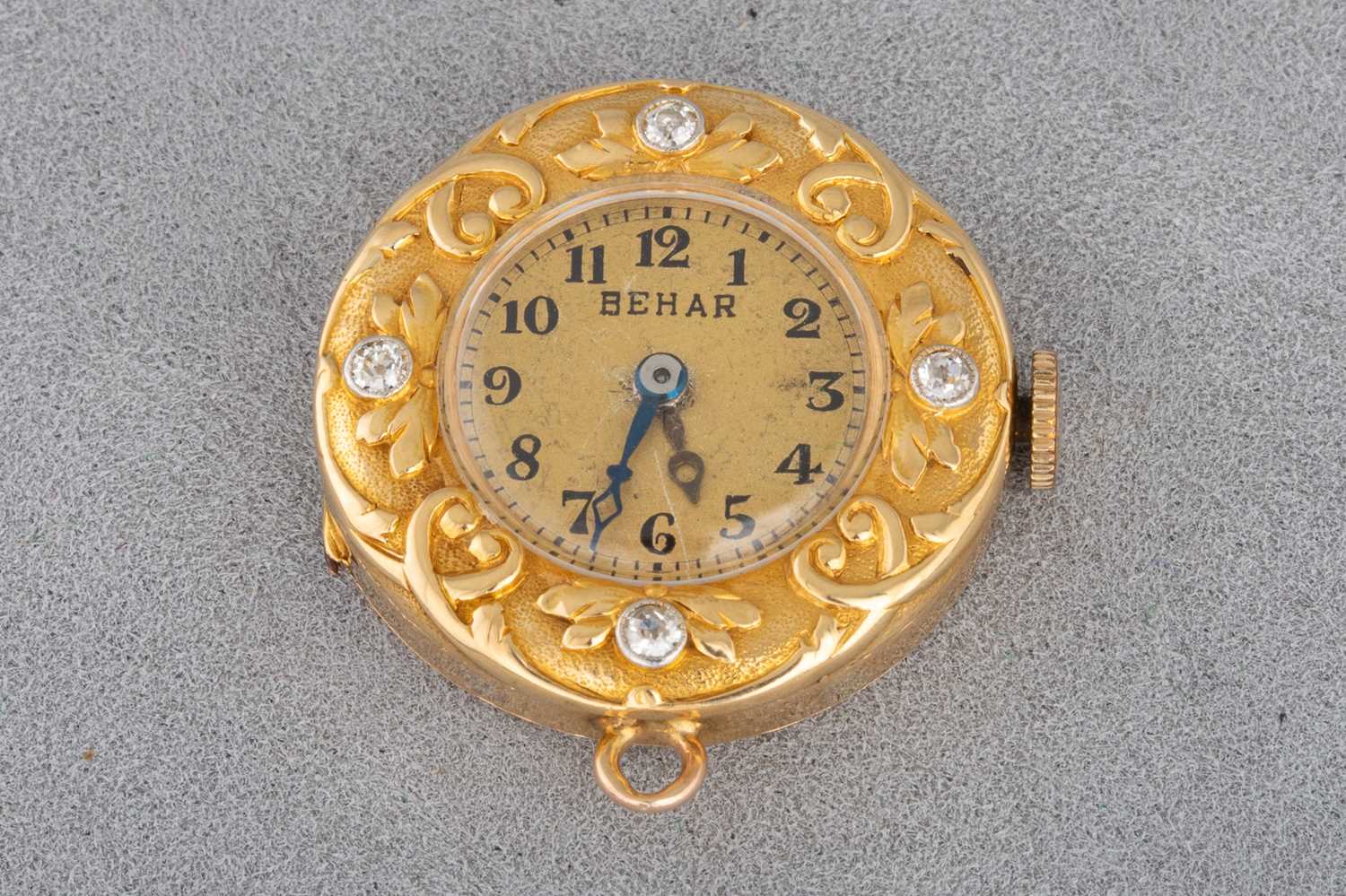 Lot 102 - AN ANTIQUE 18CT GOLD LADY'S FOB WATCH, face...