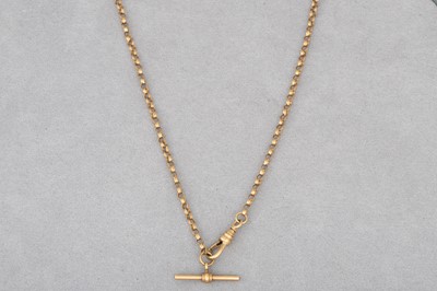 Lot 192 - A 9CT YELLOW GOLD NECK CHAIN, with t-bar, 6.6 g..