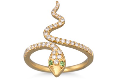 Lot 86 - A DIAMOND SET SNAKE RING, mounted in 18ct...