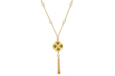 Lot 172 - A 24CT GOLD PENDANT, set with seed pearls