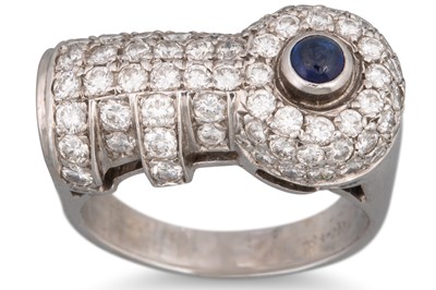 Lot 280 - A SAPPHIRE AND DIAMOND PAVÉ SET RING, modelled...