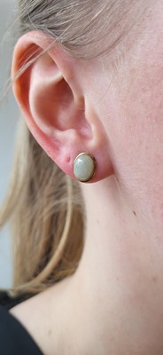 Lot 6 - TWO PAIRS OF JADE EARRINGS, one mounted in gold