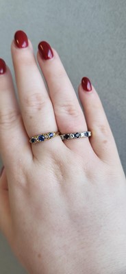Lot 8 - TWO DIAMOND AND SAPPHIRE RINGS, mounted in...