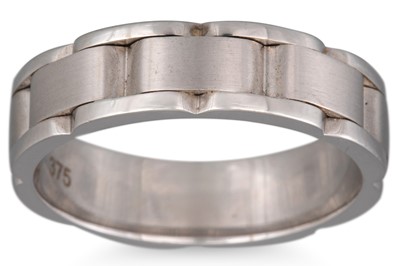 Lot 210 - A GENT'S 9CT WHITE GOLD BAND RING, brushed...