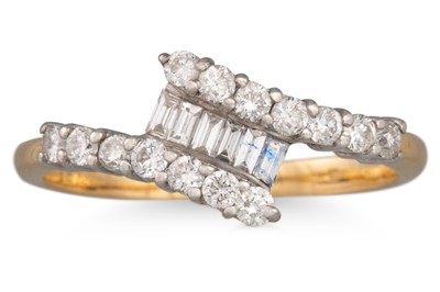 Lot 211 - A DIAMOND SET SHAPED BAND RING, set with round...