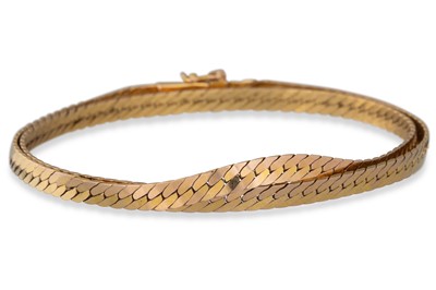 Lot 344 - A 9CT YELLOW GOLD BRACELET, herringbone finish,...