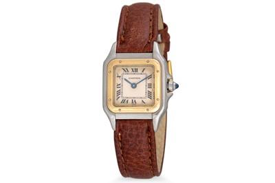 Lot 380 - A LADY'S CARTIER SANTOS STAINLESS STEEL QUARTZ...