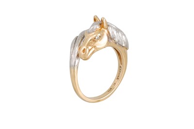 Lot 106 - A CROSSOVER RING MODELLED AS A HORSE, diamond...