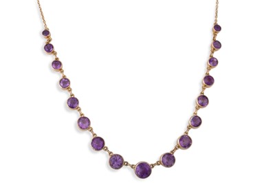 Lot 323 - AN ANTIQUE AMETHYST SET NECKLACE C. 1910, the...