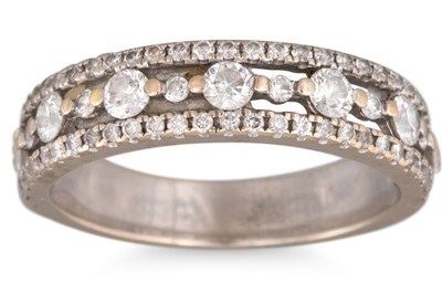 Lot 40 - A DIAMOND HALF HOOP RING, size K, mounted in...