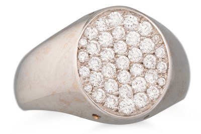 Lot 121 - A DIAMOND CLUSTER RING, the diamonds pavé set...