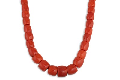 Lot 188 - A MEDITERRANEAN CORAL BEADED NECKLACE, the...