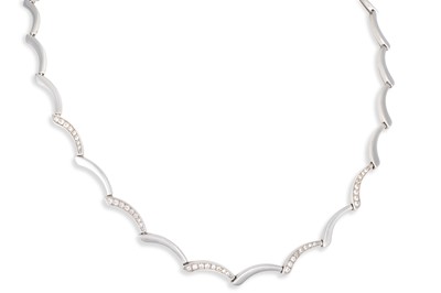 Lot 151 - A CUBIC ZIRCONIA NECKLACE, in white gold, 15.8 g.