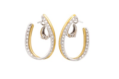 Lot 379 - A PAIR OF DIAMOND HALF HOOP EARRINGS, the...