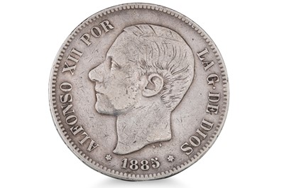 Lot 351 - A SPANISH 1885 5 PESETA, 0.90 fine