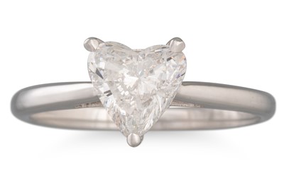 Lot 240 - A HEART SHAPED DIAMOND SOLITAIRE RING, the...