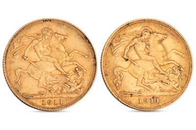 Lot 351 - A PAIR OF 1911 GEORGE V GOLD ENGLISH COINS; a...