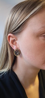 Lot 60 - A PAIR OF DIAMOND CLUSTER EARRINGS, set with...