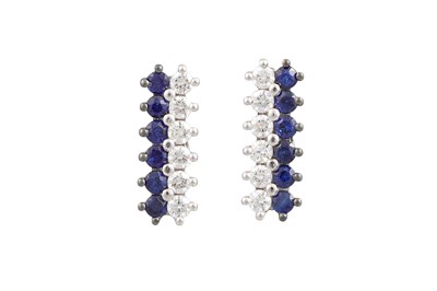 Lot 397 - A PAIR OF DIAMOND AND SAPPHIRE EARRINGS,...