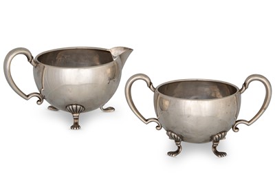 Lot 426 - A NEO-CLASSICAL STYLE  MILK JUG AND SUGAR BOWL....