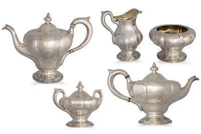 Lot 451 - AN ANTIQUE AMERICAN SILVER FIVE PIECE TEA AND...