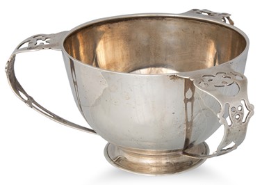 Lot 468 - A BELFAST SILVER IRISH THREE HANDLE LOVING CUP,...