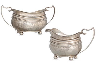 Lot 479 - A GEORGE III SILVER SUGAR BASIN & JUG, London...