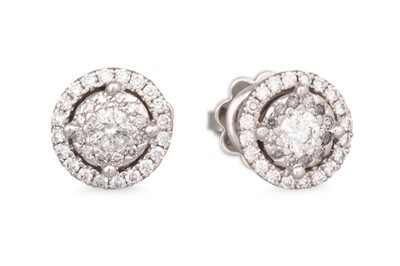 Lot 220 - A PAIR OF DIAMOND CLUSTER EARRINGS, mounted in...