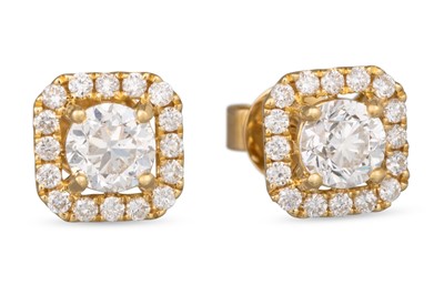 Lot 221 - A PAIR OF DIAMOND CLUSTER EARRINGS, the...