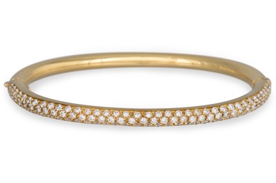 Lot 222 - A PAVE DIAMOND SET HINGED BANGLE, in 18ct...