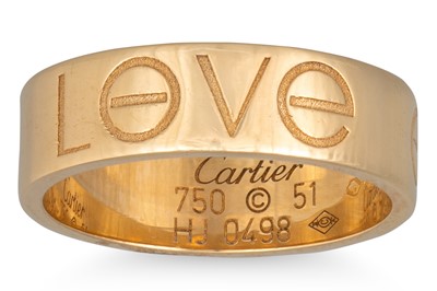 Lot 271 - A CARTIER 'LOVE' RING, in 18ct gold, # serial...