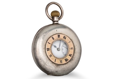 Lot 358 - AN OMEGA STERLING SILVER HUNTER POCKET WATCH,...