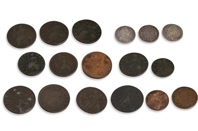 Lot 339 - 17 x ENGLISH COINS; 3 x 6d 1696-97, 9 x 1/2d...