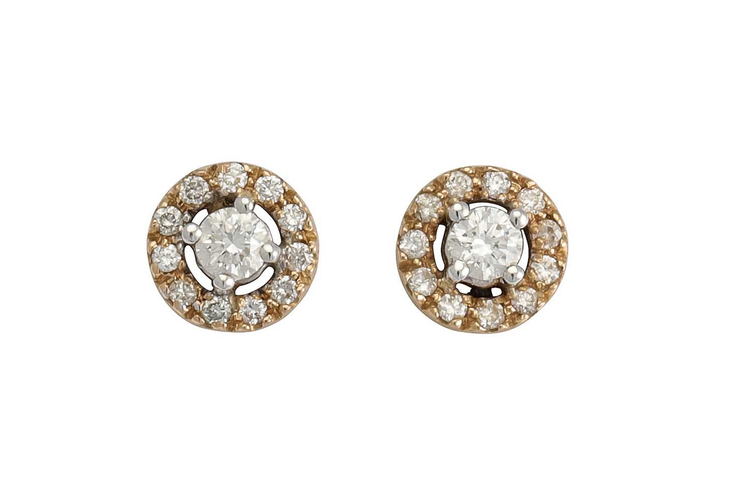 Lot 277 - A PAIR OF DIAMOND CLUSTER EARRINGS, mounted in...