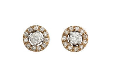 Lot 239 - A PAIR OF DIAMOND CLUSTER EARRINGS, mounted in...