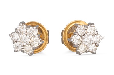 Lot 293 - A PAIR OF DIAMOND CLUSTER EARRINGS, the...