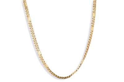 Lot 316 - AN 18CT YELLOW GOLD MODERN FLAT LINK NECKLACE,...