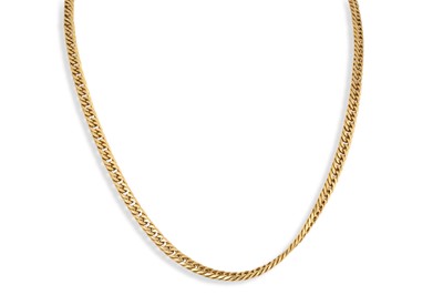 Lot 317 - AN 18CT YELLOW GOLD FLAT CURB LINK NECKLACE,...