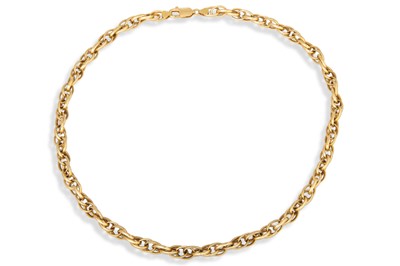 Lot 318 - AN 18CT YELLOW GOLD DOUBLE ROLO LINKED...