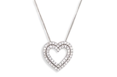 Lot 292 - A DIAMOND HEART SHAPED PENDANT, mounted in 9ct...