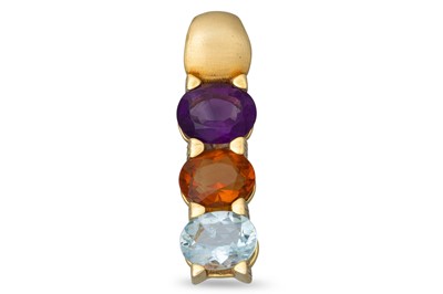 Lot 121 - AN AQUAMARINE, CITRINE AND AMETHYST PENDANT,...